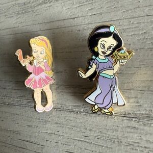 Disney Trading Pins Set of 2 Toddler Princess Aurora & Jasmine